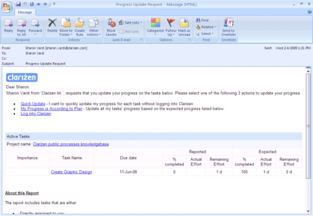 Clarizen Email Notification