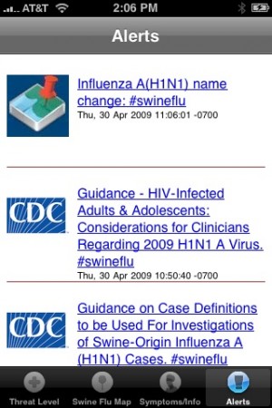 Alerts Swine Flu iPhone App