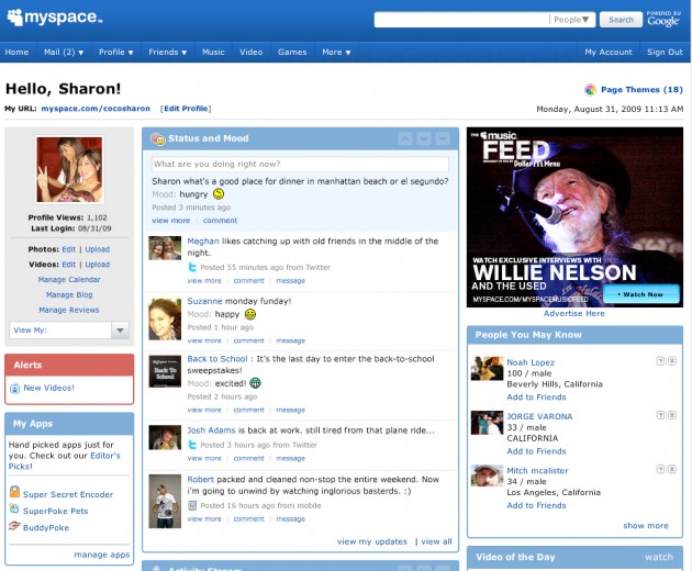 User home page with Sync
