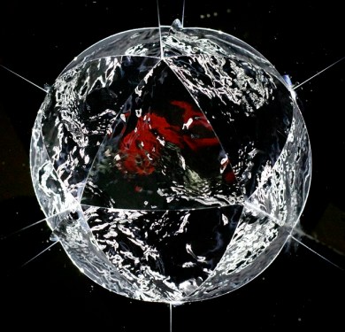 Floating sphere of water