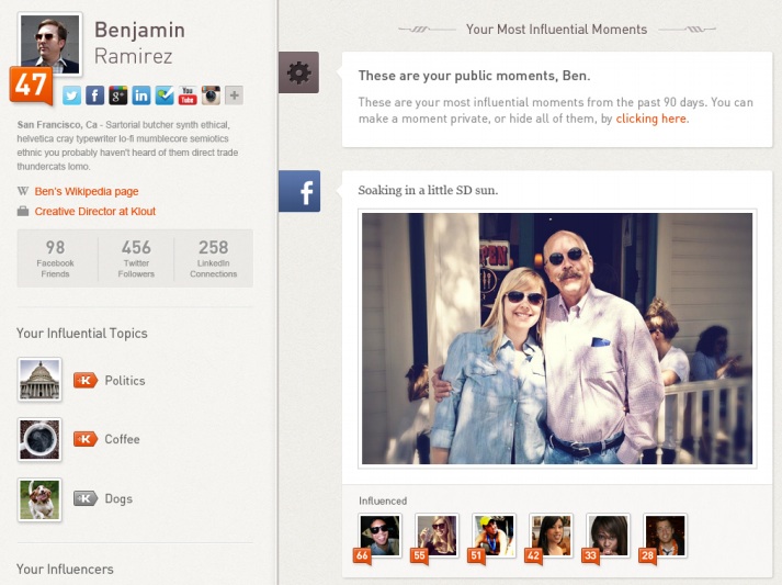 klout screenshot