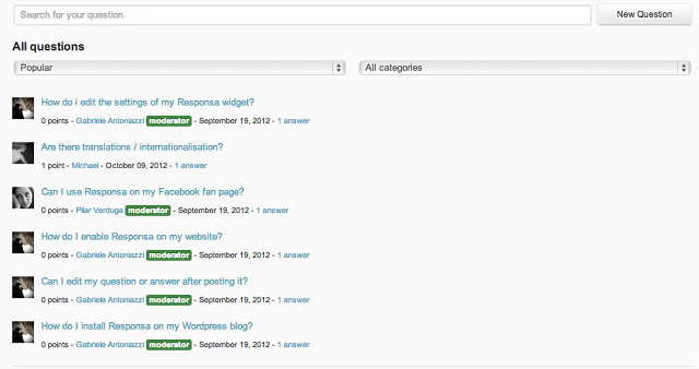 Responsa screenshot