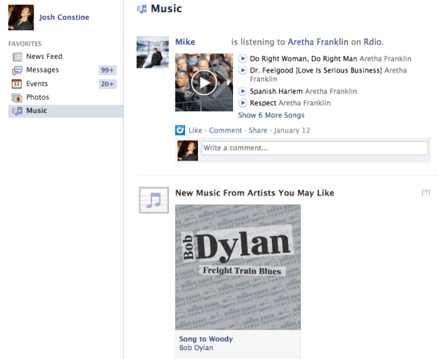 Facebook Music Feed
