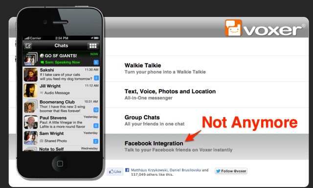 Voxer FB Integration