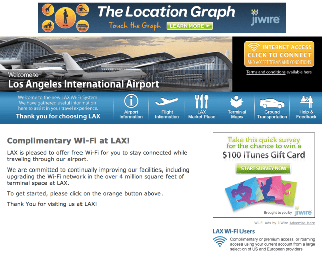 JiWire LAX free wifi