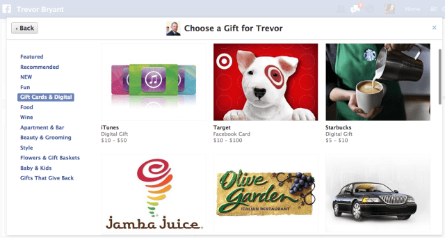 Facebook Buy Gift Card
