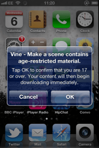 Vine 17+ age rating