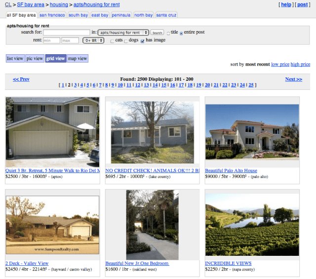 craigslist grid view