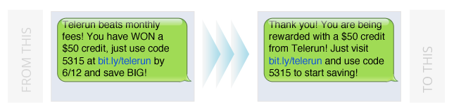 persado transformation 2 text message
