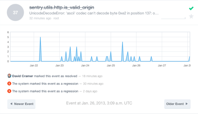 sentry event browser