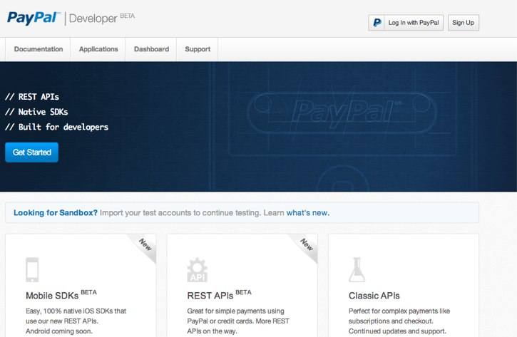 paypal front page