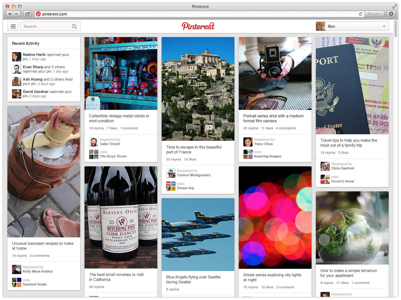 pinterest activity