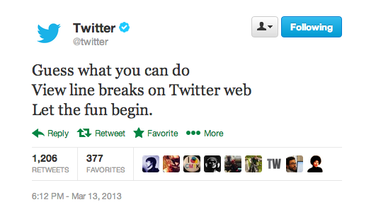 twitter line breaks tweet