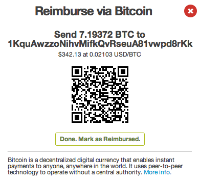 Send Bitcion Reimbursement