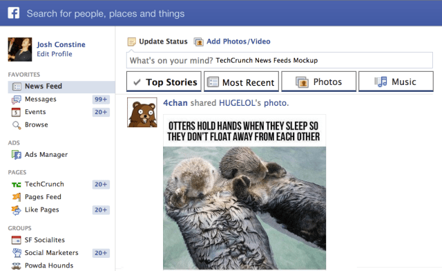 TechCrunch Facebook News Feeds Mockup