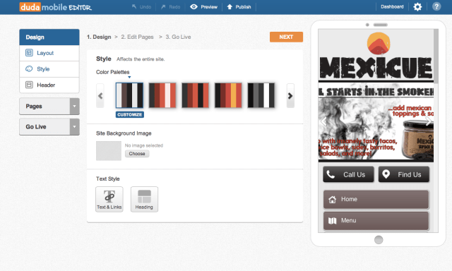 Duda Site Builder - color palettes