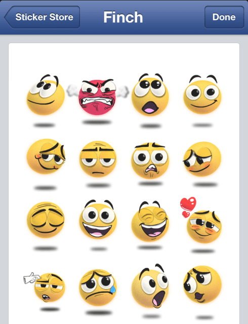 Facebook Finch Stickers