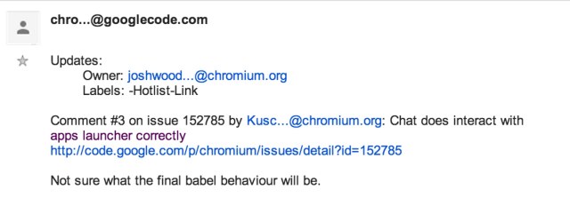 Issue 152785 in chromium_ Chat does interact with apps launcher correctly - Google Groups