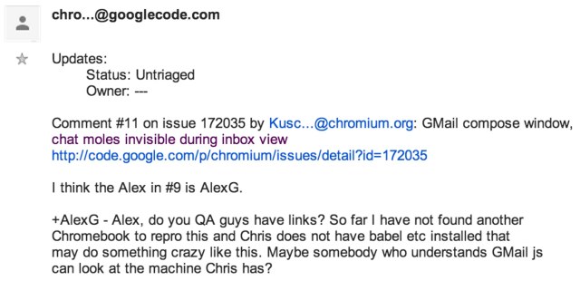 Issue 172035 in chromium_ GMail compose window, chat moles invisible during inbox view - Google Groups