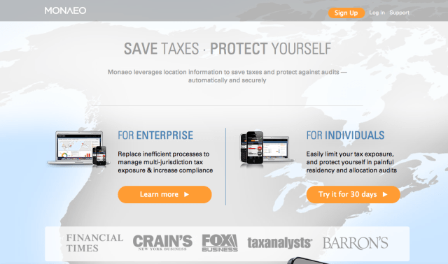 Monaeo landing page