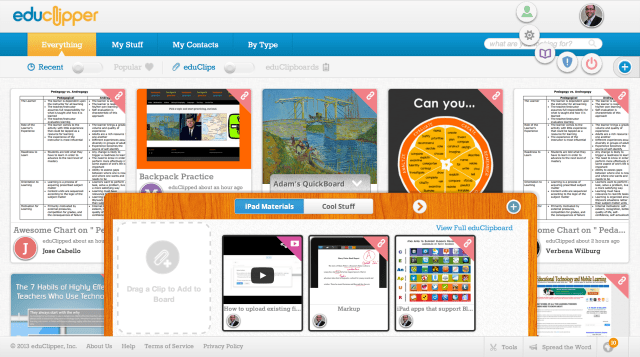 Homepage with Profile wheel and Quickboard extended