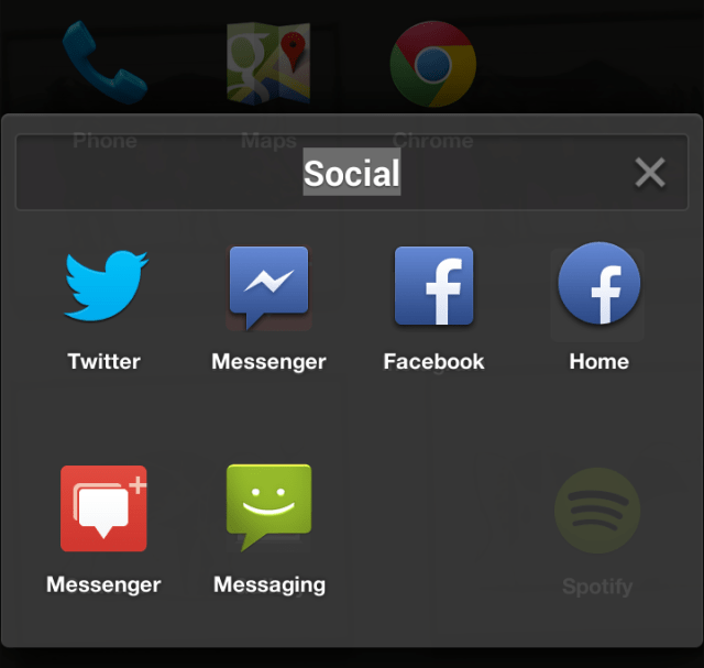 Facebook Home Folders