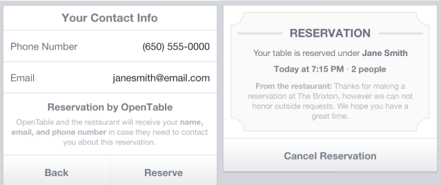 OpenTable - Reservation
