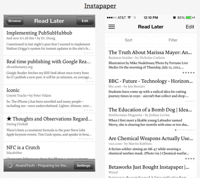 Instapaper iOS 7