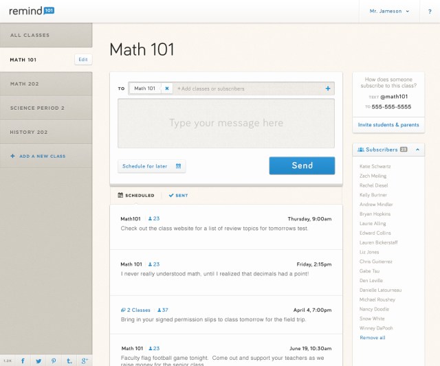Remind101 - Dashboard