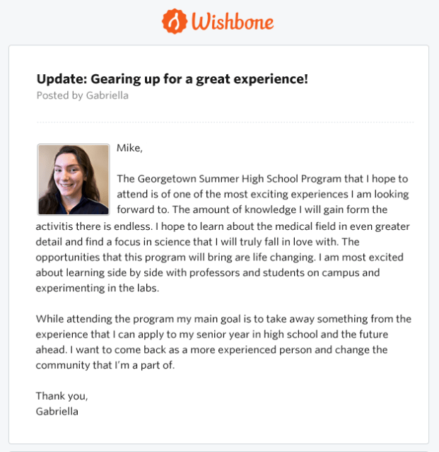 Gabriella Update To Donors