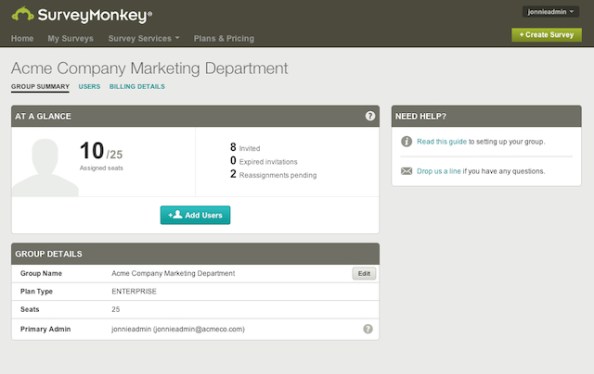 surveymonkey group summary
