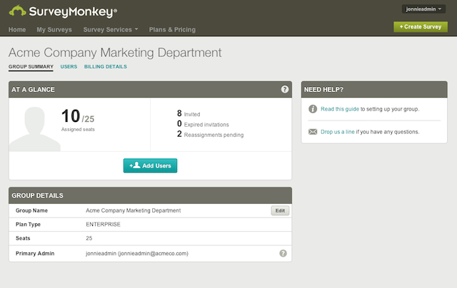 surveymonkey group summary