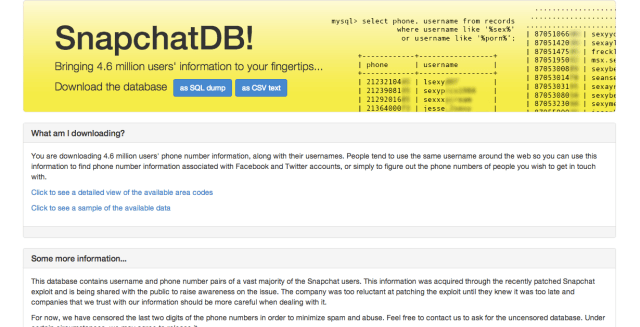 SnapchatDB screenshot 2