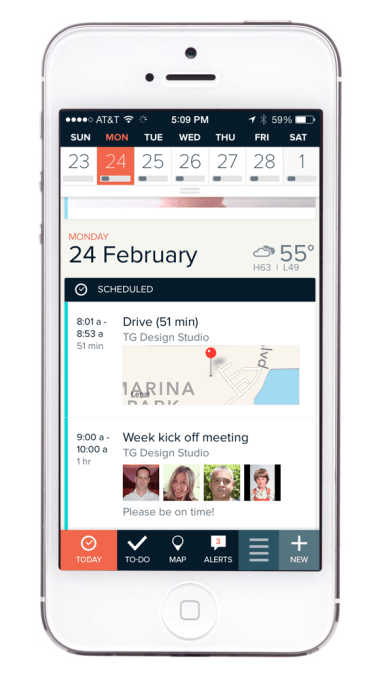 iOS agenda with drive time 2