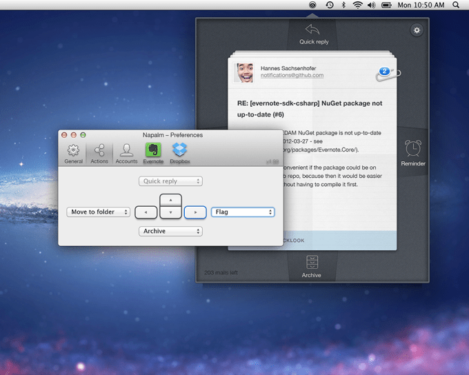 BlinkMail - Customize Arrow Key Actions