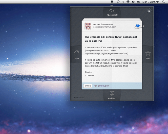 BlinkMail - Interface and Arrow Key Options