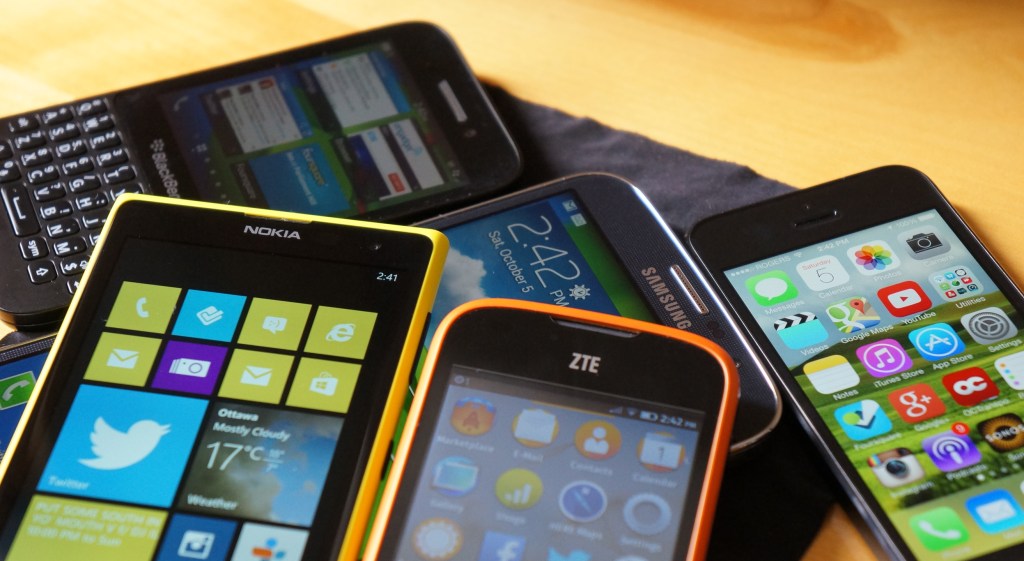 A variety of smartphones
