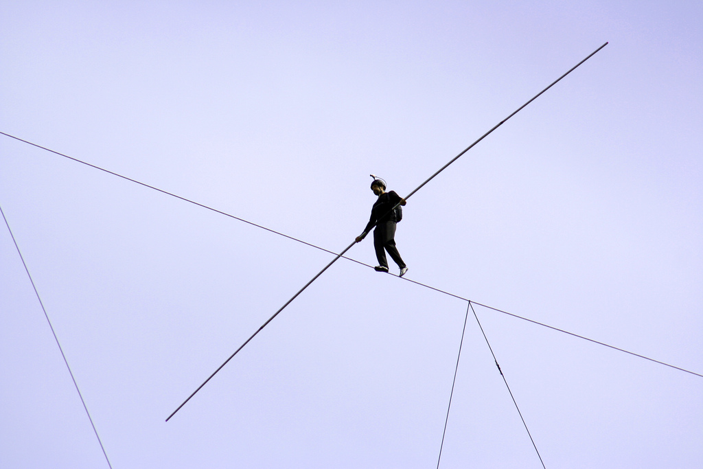 Man on high wire.