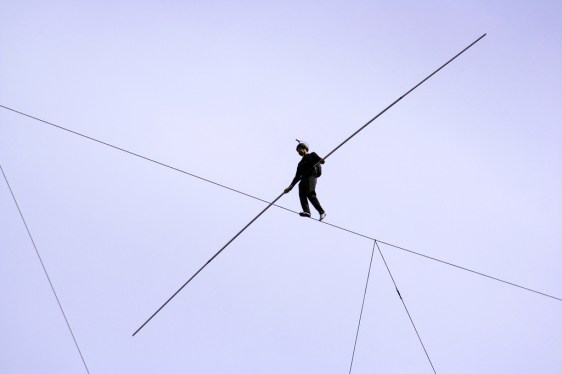 Man on high wire.
