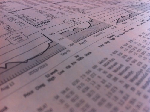 Close up oftock section of newspaper.