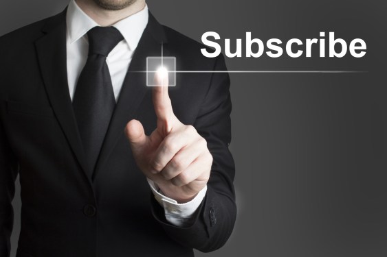 Man pushing subscribe button.