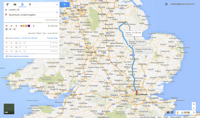 Google Maps transit data