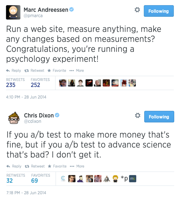 Facebook Study tweets