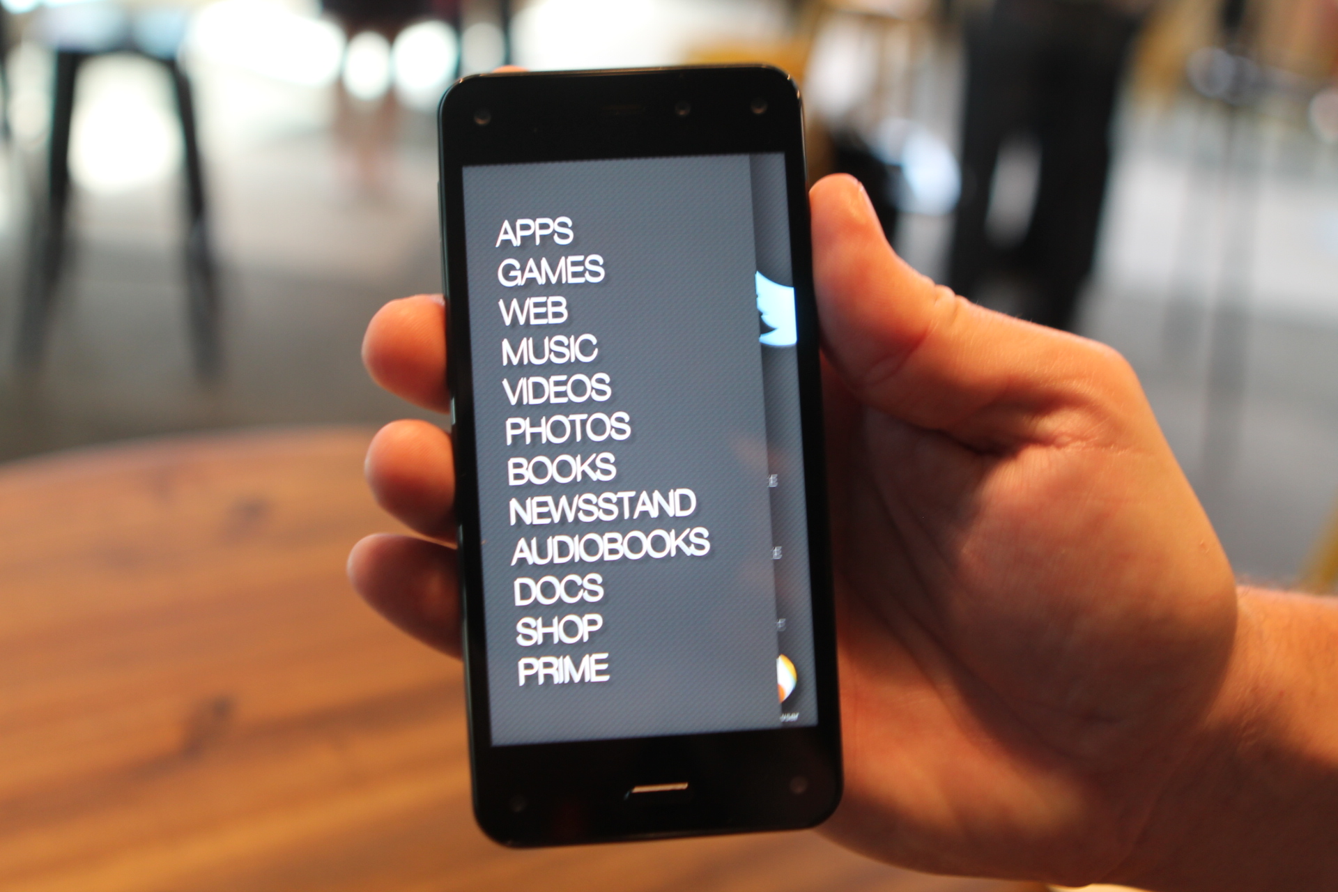 A flick to the left brings shortcuts to common features, mostly focused on content. 