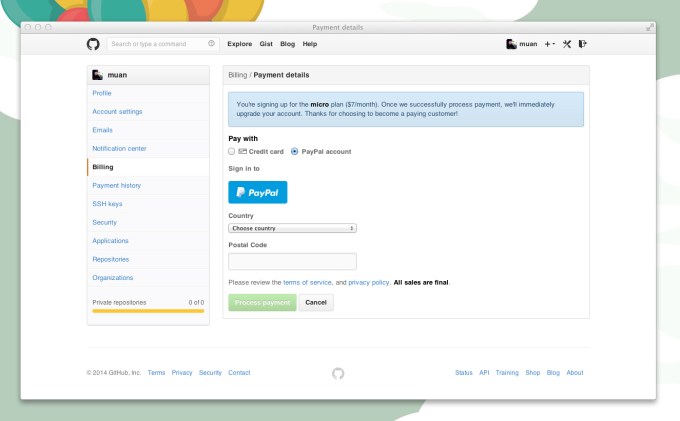 GitHub PayPal Flow 1
