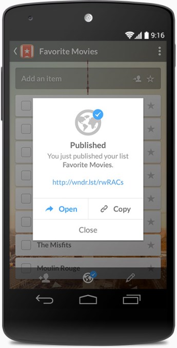Wunderlist 3 Android - PublicLists