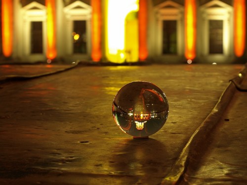 crystal ball on the ground bokeh