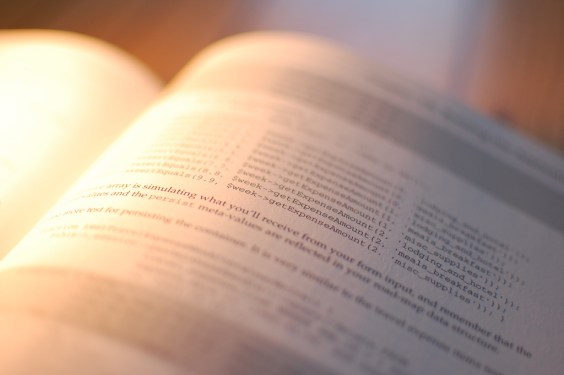 Close up artsy shot of php scripting book