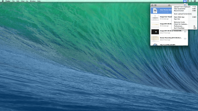 CloudApp Preference Menu