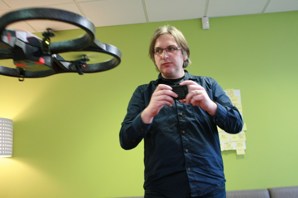 Man playing with drone.